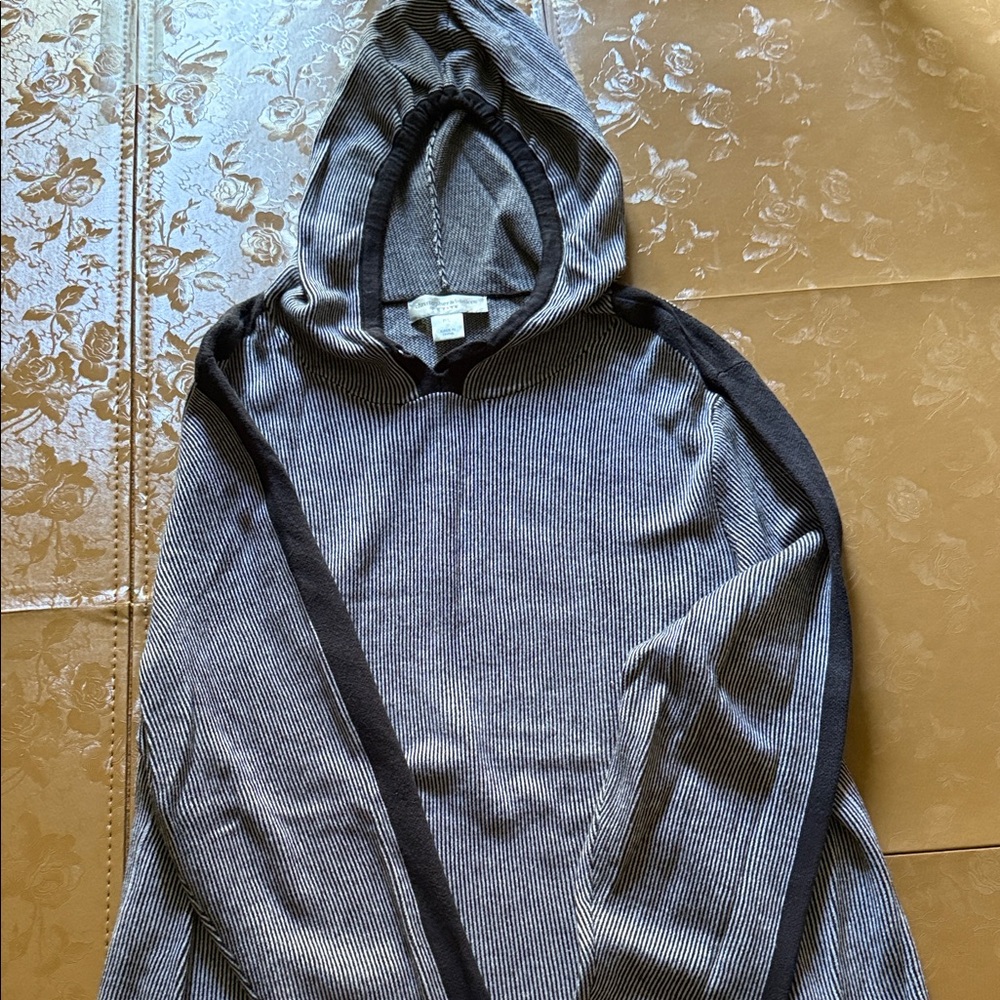 Christopher & Banks Black and Gray Striped Hoodie